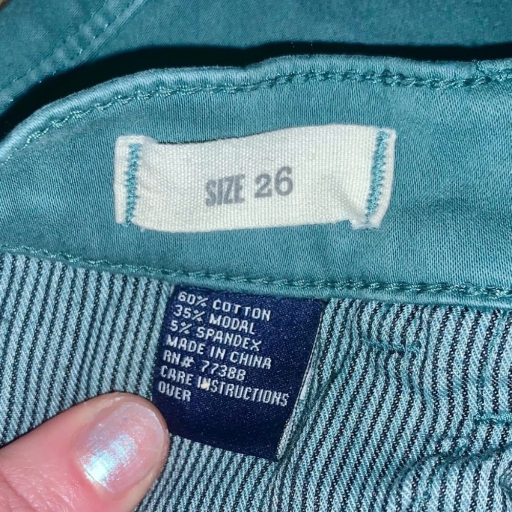 Madewell Size 26 Women’s Sateen Green Denim Low-Rise Skinny Ankle Jeans - Picture 9 of 11